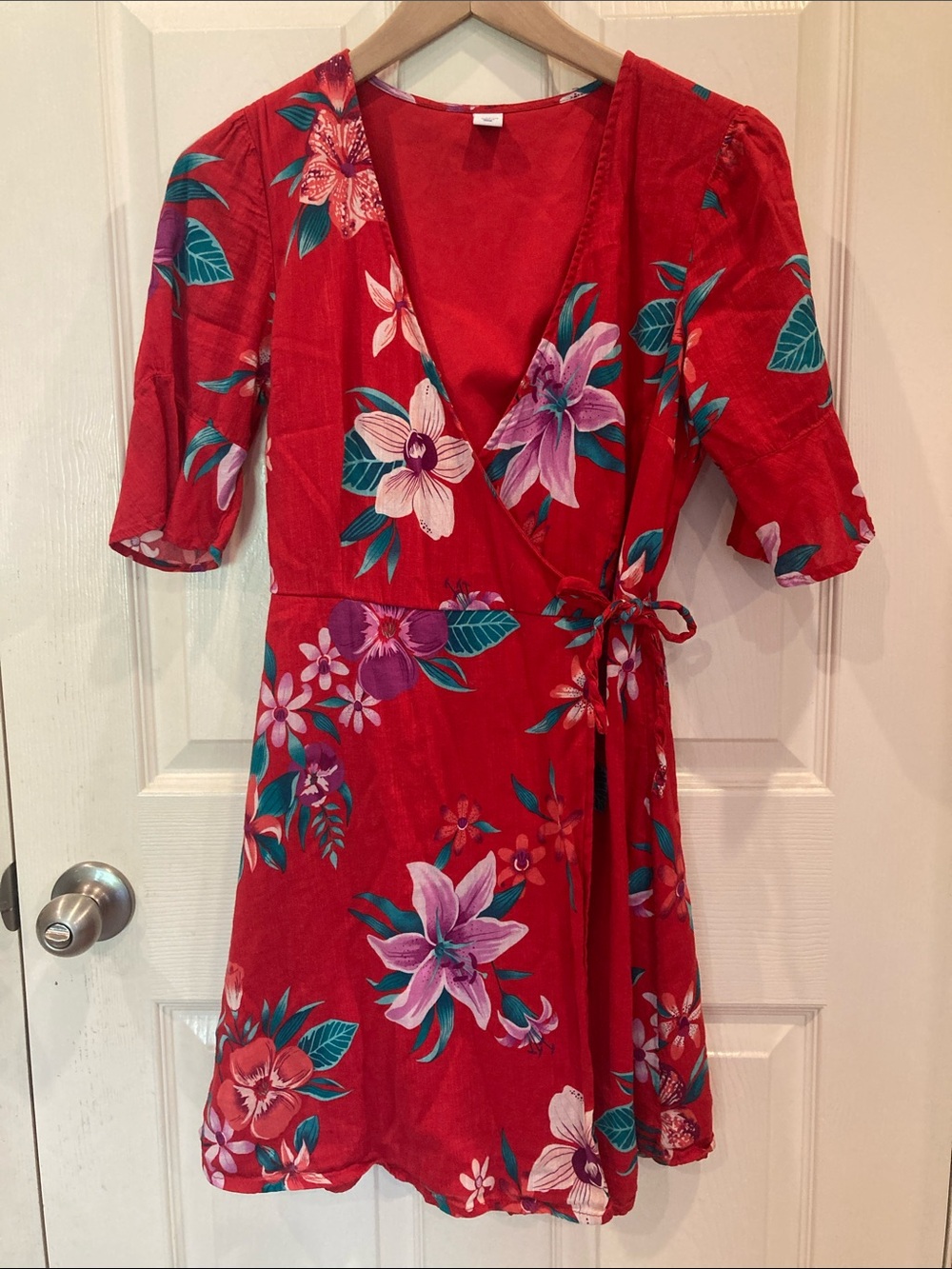 Old Navy Red Floral Midi Dress